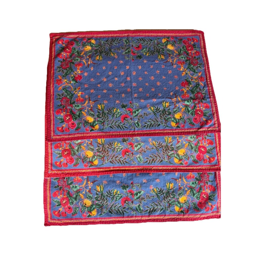 Williams-Sonoma Provence Placemats (3) French Country Blue Red Floral 19” X 13”